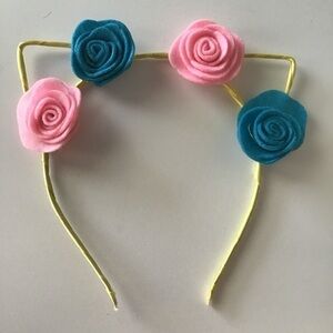 NEW Cat Kitten Ears Hair Headband Felt Flowers Halloween Party Costume Crafts